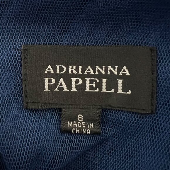 Adrianna Papell Womens Blue Shutter Pleat Cocktail Dress Sleeveless size 8 - Picture 11 of 14